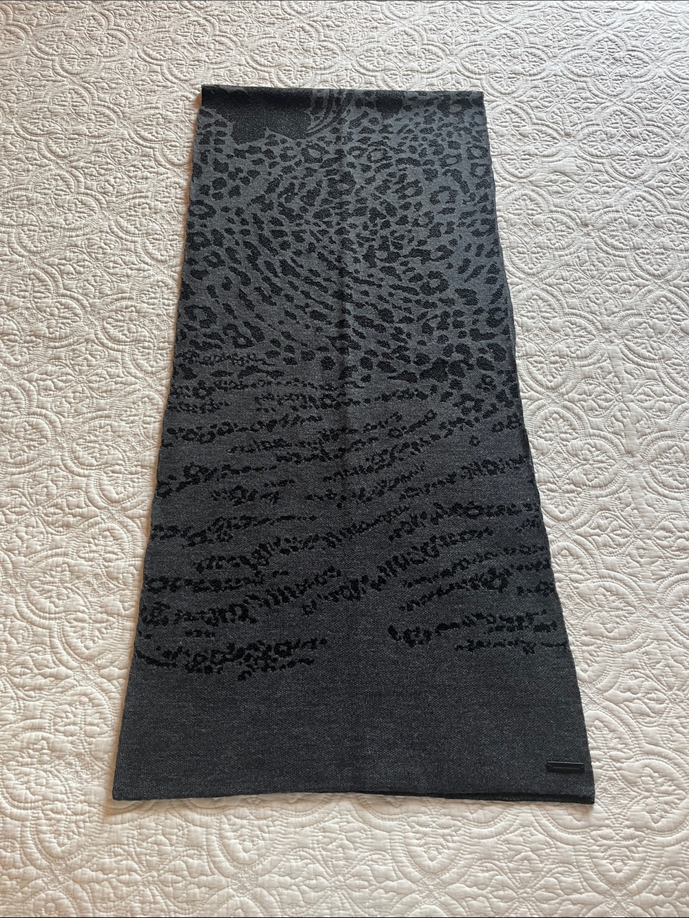 All Saints Black Animal-Print Scarf